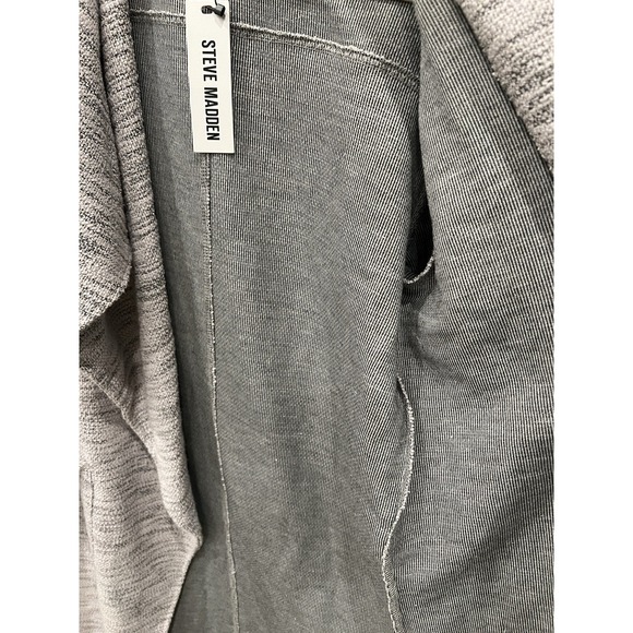 New STEVE MADDEN Duster Coat Open Front Long Jacket Slub Knit Pockets M NWT $109 - Picture 6 of 12